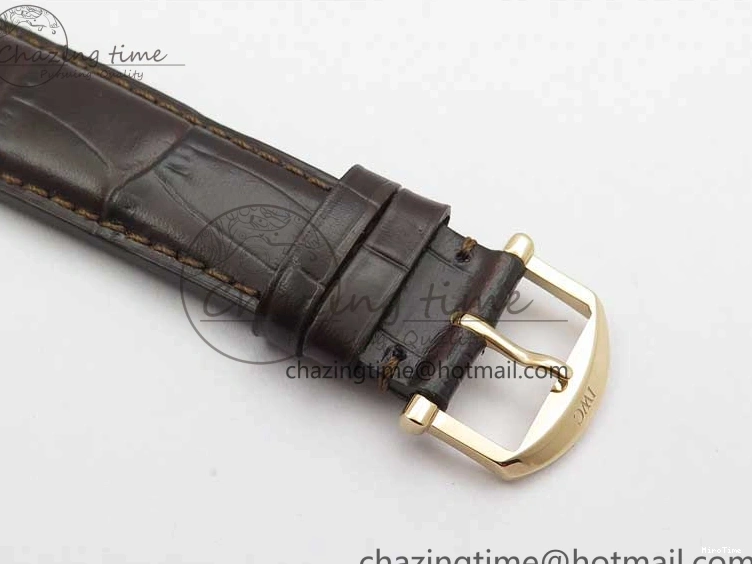 MIROTIME 0415 Stylish Portofino IW459402 RG MKS 1:1 Best Edition White Dial on Brown Leather Strap Miyota 7084